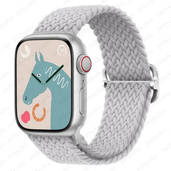 Braided Loop Strap For Apple watch Ultra Band 49mm 44mm 40mm 45mm 41mm 42mm 38mm Elastic Solo bracelet iWatch series9 8 7 6 se 3