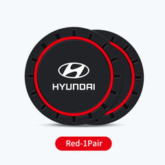2Pcs Car Silicone Coaster Anti-Slip Water Cup Drink Mat For Hyundai Creta SantaFe Kona Genesis Equus Coupe Azera ioniq