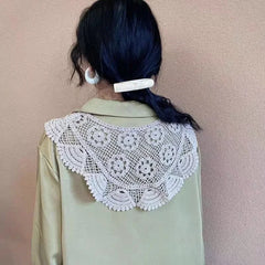 Women Shrugs Lace Hollow Out Female Summer Casual All-match Shawls Simple Scarf-collar Sleeveless Knitted Tops Korean Style Chic