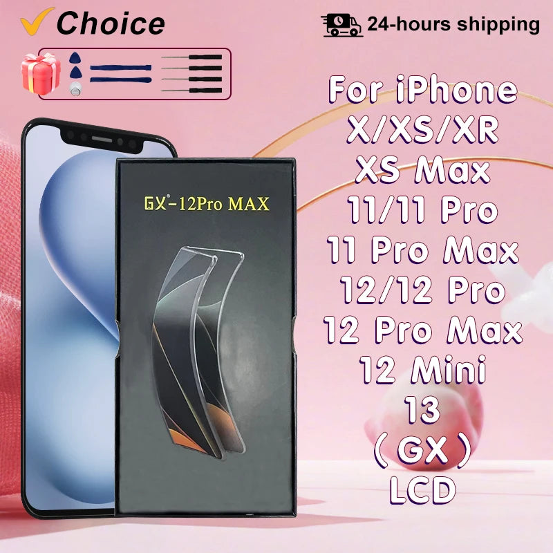 GX OLED For iPhone X LCD XS Max Display 3D Touch Screen Digitizer Assembly For iPhone XR 11 Pro 12 Pro Max Display 12 Mini 13