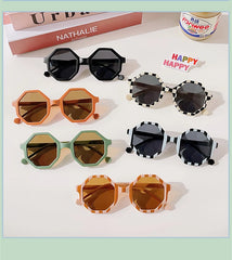 2023 Children Cute Striped Polygon UV400 Sunglasses Baby Girls Outdoor Sun Protection Sunglasses Kids Eye Protection Sun Glasses