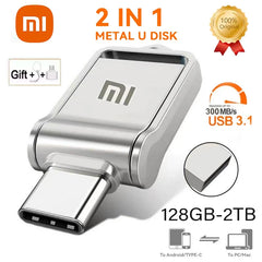 محرك أقراص فلاش USB Type-c 2 في 1 من شاومي بسعة 2 تيرابايت 3.1، عالي السرعة، نقل بيانات، قرص معدني مقاوم للماء، عالمي للهواتف المحمولة والكمبيوتر