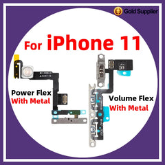 For iPhone 11 Power On Off Flex Volume Up Down Side Button Key switch on off button Ribbon Flex Cable With Metal