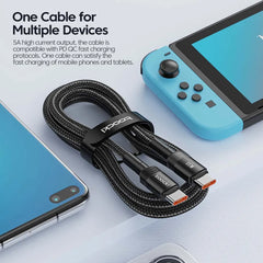 كابل Toocki 100 واط من النوع C إلى USB C بتقنية PD 3.0 للشحن السريع 4.0 من النوع C إلى النوع C لأجهزة iPhone 15 وMacbook وSamsung وXiaomi