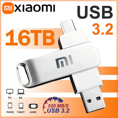 Xiaomi 16TB USB3.2 Flash Drive Metal High-Speed Pen Drive 8TB 4TB Waterproof Type-C USB Pen Drive For Computer Storage Devices