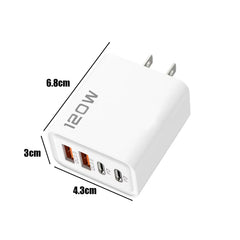 120W 4 Port USB Type C Charger Fast Charging Data Cable USB Phone Charger Adapter for Samsung IPhone Xiaomi Huawei Wall Charger
