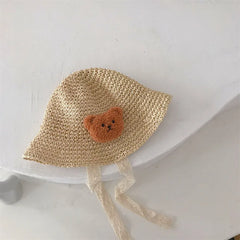 Fashion Lace Baby Hat Summer Straw Bow Baby Girl Cap Beach Children Panama Hat Princess Baby Hats and Caps for Kids 1PC