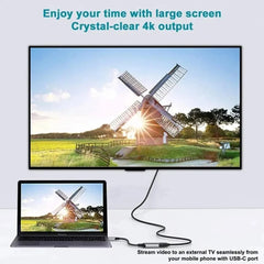 محول من النوع C إلى HDMI بدقة 4K وتردد 60 هرتز، كابل USB C USB3.1 ذكر إلى كابل HDTV أنثى لأجهزة الكمبيوتر المحمول والكمبيوتر اللوحي والتلفزيون وماك بوك