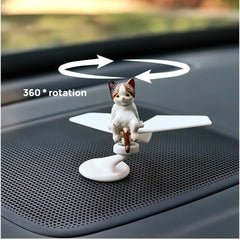 Funny Car Interior Decoration Ornaments Cute Cat 360 ° Rotating Airplane Auto Dashboard Decoration Gadgets For Car Accessories