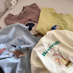 Fashion Casual T-shirt Children's Clothing Printed Cartoon Kids Short Sleeve Tops Tees Boutique Boys Girls Clothes O-neck Tshirt