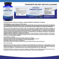Antibacterial PARASITE BLAST, Removes All Body Parasites, Natural Gut Health, Cleans Colon Detox + Cleanse, Liver Immunity
