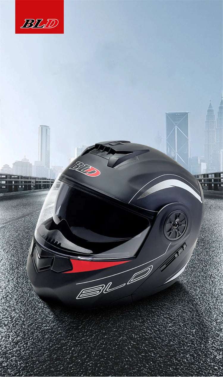 BLD Personalised Motorcycle Full Face Helmet Men Women Fashion Dual Lens Helmets Motocross Racing Modular Flip Up Casco Moto