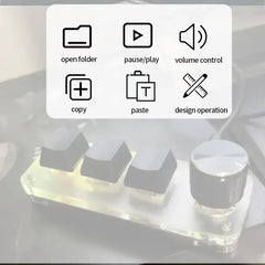 لوحة مفاتيح ميكانيكية صغيرة بثلاثة مفاتيح ومقبض واحد ولوحة مفاتيح ماكرو USB RGB ومقبض برمجة مخصص للألعاب ولوحة مفاتيح محمولة لبرنامج فوتوشوب