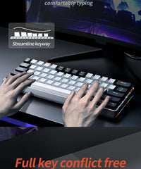 MUCAI MK61 RGB Backlit Gaming Mechanical Keyboard 61-Key Red Switch Wired Detachable Cable USB Interface Hot Swappable