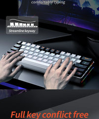 لوحة مفاتيح ميكانيكية للألعاب MUCAI MK61 بإضاءة خلفية RGB و61 مفتاحًا ومفتاح أحمر وكابل سلكي قابل للفصل وواجهة USB قابلة للتبديل السريع
