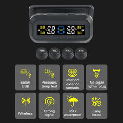Tire Pressure Monitoring System Temperature Warning New C External Battery Version Sensors Solar TPMS Car Tyre Pressure Monitor