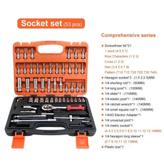 46pcs/53pcs Car Repair Tool Kit 1/4-Inch Socket Set Car Repair Tool Ratchet Torque Wrench Combo Auto Repairing Set Mechanic Tool