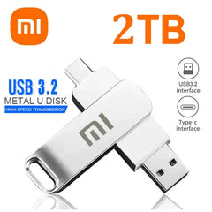 محرك أقراص فلاش USB 3.2 من شاومي بسعة 16 تيرابايت، مقاوم للماء، نقل عالي السرعة، واجهة 2 في 1 من النوع سي، عالمي للهواتف المحمولة والكمبيوتر