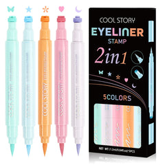 COOL STORY 5pcs Dual-ended Eyeliner Set Color Stamp Matte Long Lasting Quick Drying Waterproof Sweat Eyeliner