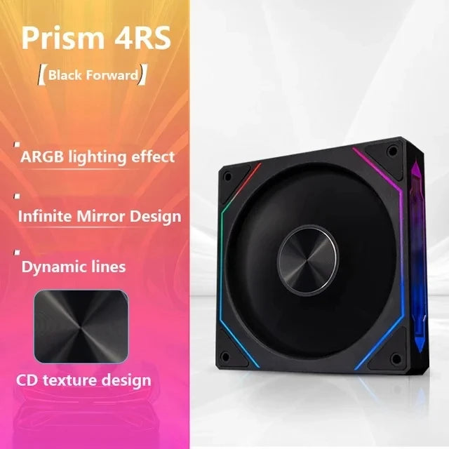 مروحة تبريد علبة وحدة المعالجة المركزية Prism 4RS ARGB بتصميم مرآة لا متناهية مقاس 120 مم و5 فولت و3 سنون ومزامنة إضاءة اللوحة الأم و4 سنون PWM و800-1800 دورة في الدقيقة