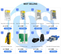 Montions Rj45 Connector Cat5e Cat6A Pass Through Connector Network Unshielded 8P8C Modular Plug for Ethernet Cables
