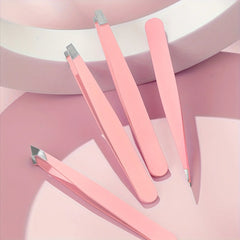 4 pcs Tweezers Set - Professional Tweezers For Eyebrows - Great Precision For Facial Hair, Splinter And Ingrown Hair Removal Wit