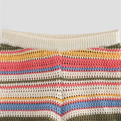 2024 Autumn European And American New Women's Fashion Casual Stripe Printed Short Sleeve Flip Collar Cardigan Casual Shorts Set