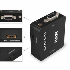 VGA to HDMI-compatible Adapter Converter 1080P HDTV With Audio For Laptop PC to HDTV Projector VGA to HDMI-compatible Adapter
