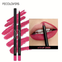 Lip liner pencil shade #12, rose-mauve matte color, black barrel, fine tip.