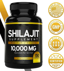 10000mg Himalayan Pure Shilajit 150 Capsules - With Fulvic Acid &85+ Trace Minerals Complex For Energy Promoting Hormone Balance