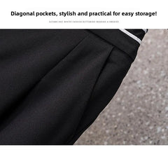 High Waist Straight Leg Elastic Women's Seven-Foot Pants Casual Outdoor Wear Summer Slimming Spor Wide Leg orts