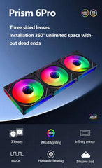 Jungle Leopard Prism 6 Pro ARGB PC Case Fan 120mm 3-sided Infinite Mirror 5V 3PIN Motherboard Lighting Sync 4PIN PWM
