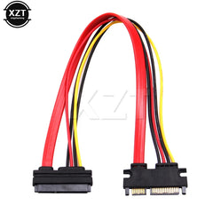 أحدث كابل SATA بطول 0.3 متر، 22 سنًا، ذكر إلى أنثى، 7+15، 22 سنًا، موصل تمديد كابل بيانات SATA تسلسلي ATA، موصل تمديد كابل الطاقة