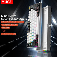 لوحة مفاتيح ميكانيكية للألعاب MUCAI MK61 بإضاءة خلفية RGB و61 مفتاحًا ومفتاح أحمر وكابل سلكي قابل للفصل وواجهة USB قابلة للتبديل السريع