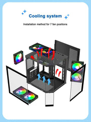 Power Train Star Realm M-ATX Desktop Computer Case Without Pillars Three Sided Glass Panoramic Sea View Room 240 Water Cooling