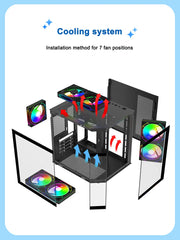 علبة كمبيوتر سطح المكتب Power Train Star Realm M-ATX بدون أعمدة، زجاج ثلاثي الجوانب، إطلالة بانورامية على البحر، غرفة 240، تبريد مائي