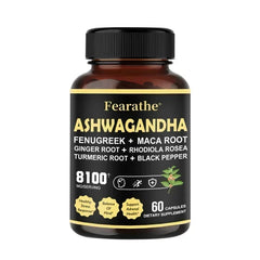 Ashwagandha - 7 in 1 Fenugreek, Maca, Turmeric, Rhodiola Rosea - Natural Sleep, Adrenal, Immune and Energy Support Supplement