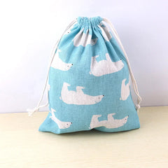 Pet Toys & Snacks Storage Cotton Linen Fabric Pouch Drawstring Bag Cute Kids Travel Cloth Shoes Storage Bag Makeup Case Gift Bag