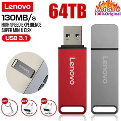 محرك أقراص فلاش USB 3.0 عالي السرعة من لينوفو بسعة 64 تيرابايت، 16 تيرابايت، 8 تيرابايت، 2 تيرابايت، محرك أقراص فلاش معدني، محرك أقراص ذاكرة لأجهزة الكمبيوتر المحمولة