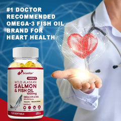 Wild Alaskan Salmon Oil - Pure Fish Omega 3 EPA DHA Fatty Acids - Supports Joint Function, Brain, Eye, Immune and Heart Health