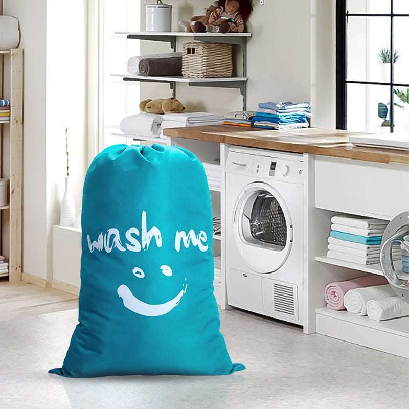 Smile Nylon Laundry Bag Travel Storage Pouch Machine Washable Dirty Clothes Storage Wash Drawstring Bag Large Capacity