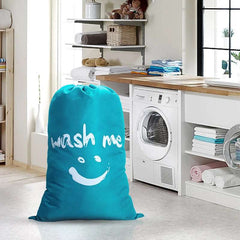 Smile Nylon Laundry Bag Travel Storage Pouch Machine Washable Dirty Clothes Storage Wash Drawstring Bag Large Capacity