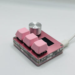 O3C SayoDevice OSU O3C مفاتيح هول ذات الزناد السريع ومفاتيح مغناطيسية وردية اللون ولوحة مفاتيح بمقبض وشاشة ونسخ ولصق وقص