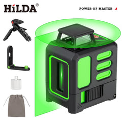 HILDA Laser Level 2 lines/5 Lines 360 Automatic Leveling Level Construction Tool Equipment Green Light Cross Laser Good Gift