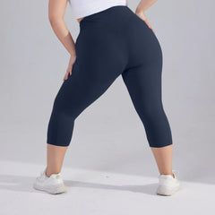 Plus size yoga pants for women Leggings fitness tummy tuck butt lift slim yoga pants with pocket summer sports cropped trousers