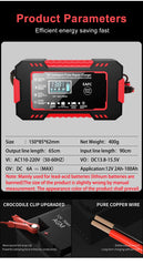 Car Battery Charger 12V 6A Pulse Repair LCD Display Smart Fast Charge AGM Deep Cycle GEL Lead-Acid Charger For Auto Motorcycle