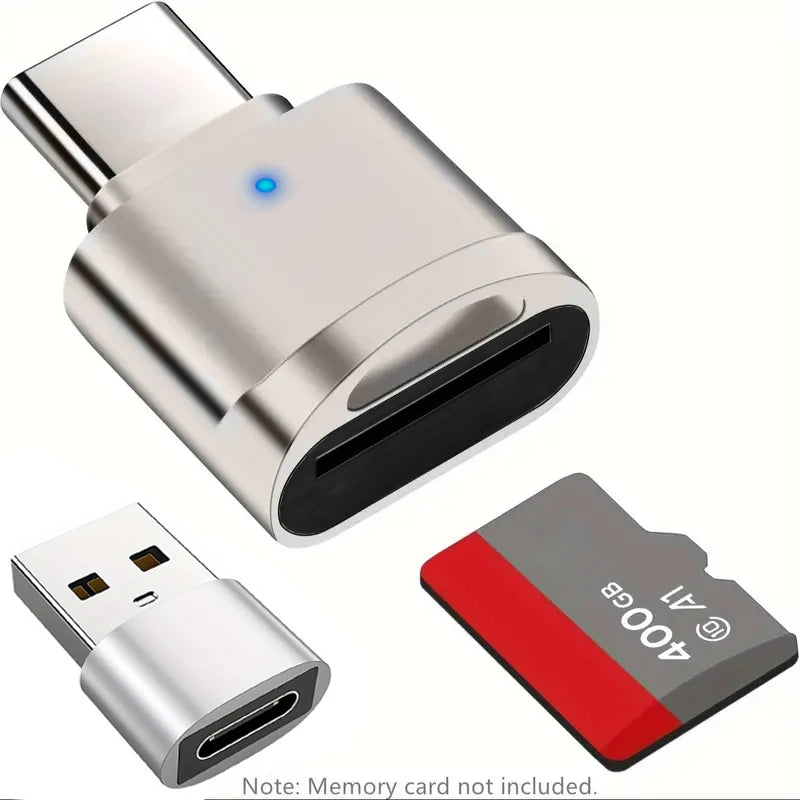 قارئ بطاقة SD من النوع C مع غلاف من سبائك الزنك، قارئ بطاقة SD مع محول USB C إلى USB، مناسب لأجهزة الكمبيوتر المحمولة، ماك بوك، سامسونج جالاكسي