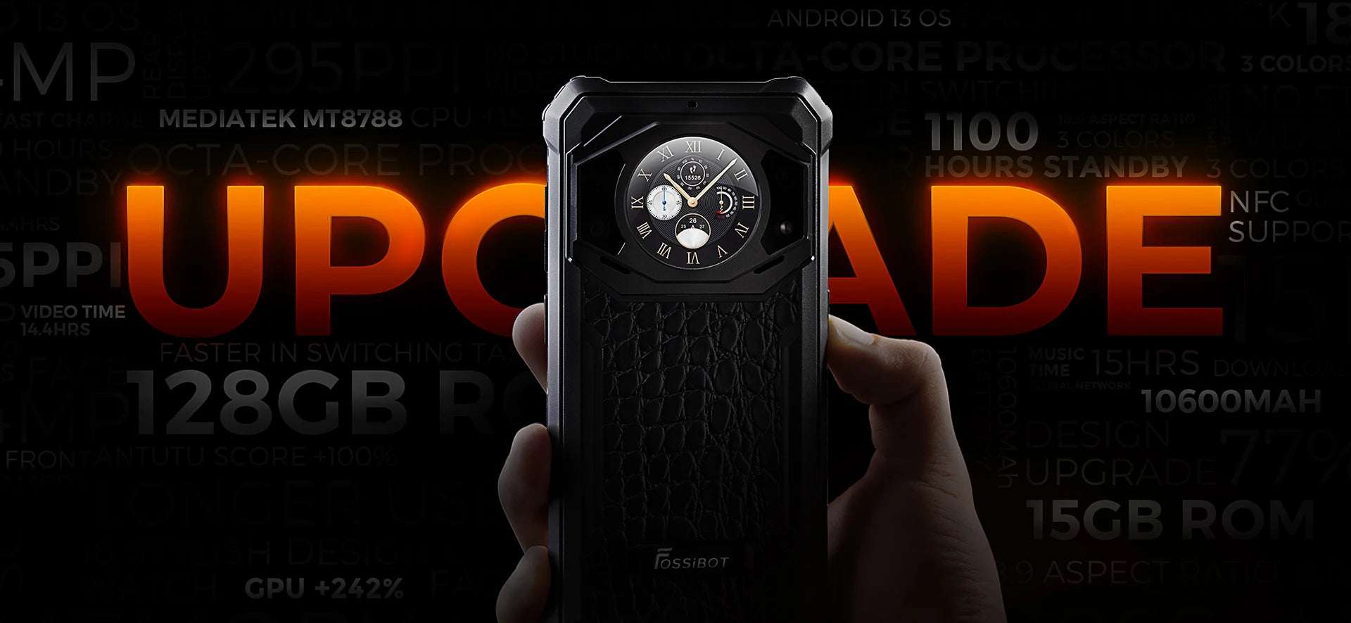 FOSSiBOT F101 PRO Smartphone 8GB 128GB 10600mAh 18W Fast Charge Mobile Phone 24MP 5.45'' HD+ Display Android 13 OS Cellphone