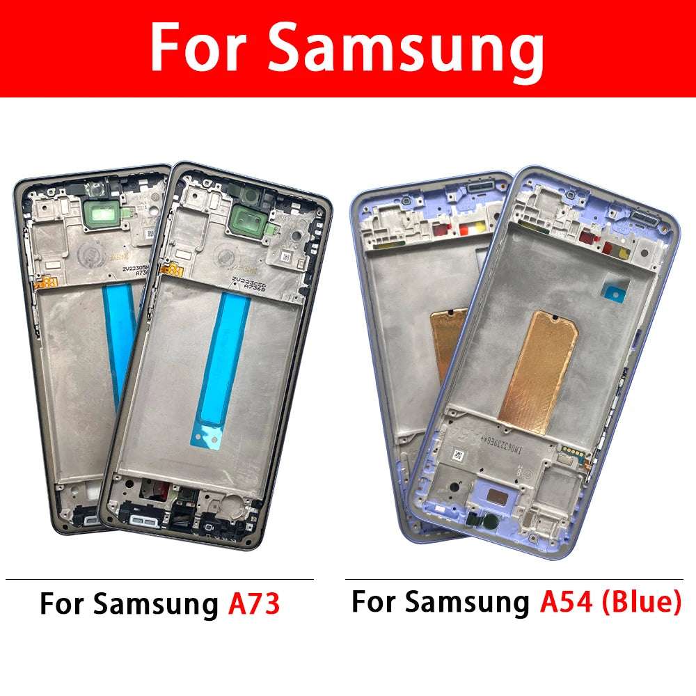 NEW For Samsung A33 A52 A52S A72 A52 5G A54 A73 Front Housing LCD Frame Bezel Plate Replacement Repair Part With Side Button
