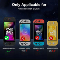واقي شاشة من الزجاج المقوى لجهاز Switch Nintendo 2 مع غطاء عصا التحكم ملحقات واقي لجهاز Switch Nintendo 2